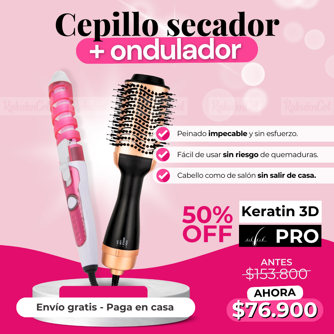 Cepillo Secador keratina + Ondulador nova