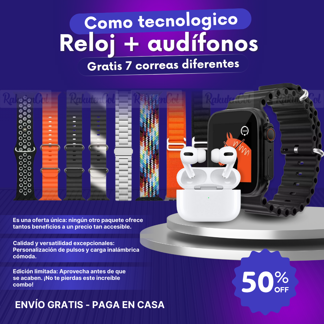 Reloj T500 Ultra y Audífinos I12