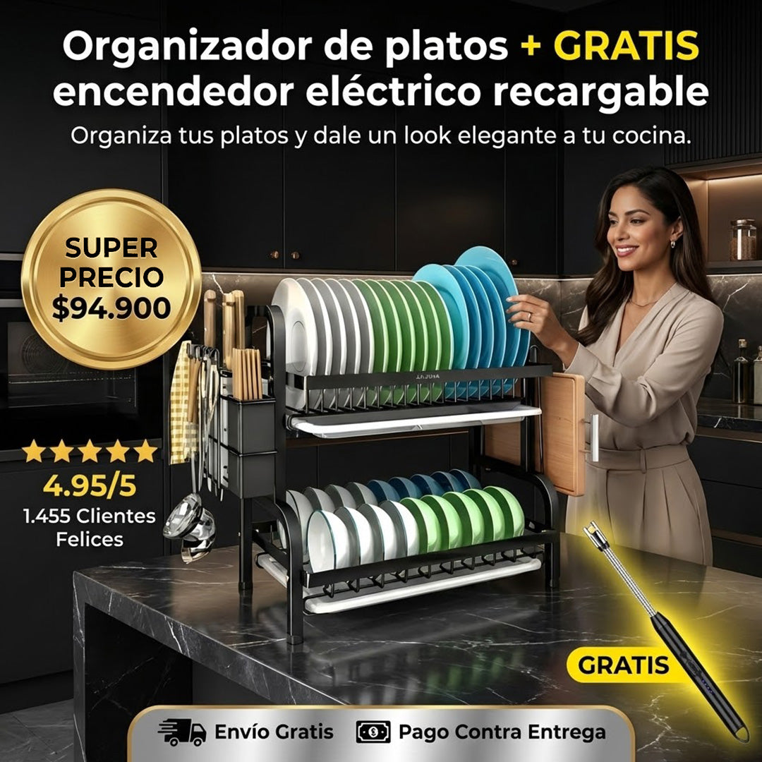 Escurridor De Platos 2 Niveles + Ensendedor electrico