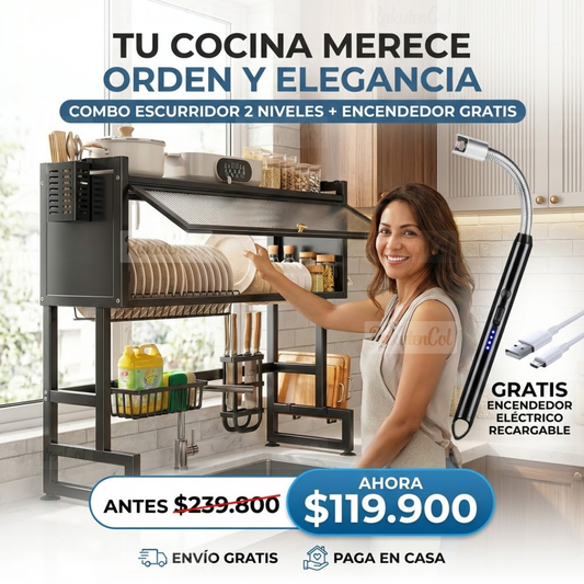 Combo Escurridor 2 niveles + Encendedor Gratis