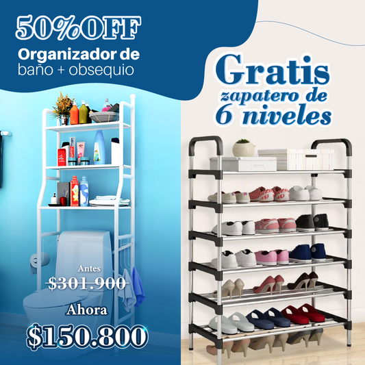 Combo: Organizador De Baño + Zapatero 6 niveles